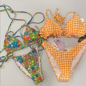 Floral and Gingham Bikini Set